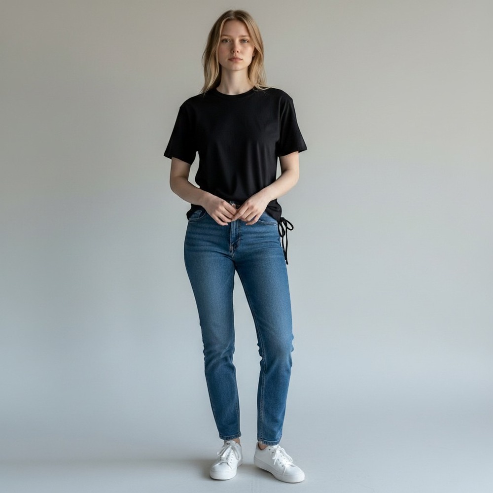 lululemon Black Cropped Drawstring Stretch T-Shirt Short Sleeve Crew Neck 8